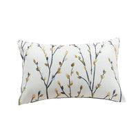 HKM-909395 Garden-Themed Floral Embroidered Pillow Cover - 45x45cm & 30x50cm in Pink, Yellow & Blue