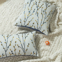 HKM-909395 Garden-Themed Floral Embroidered Pillow Cover - 45x45cm & 30x50cm in Pink, Yellow & Blue