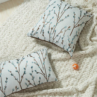 HKM-909395 Garden-Themed Floral Embroidered Pillow Cover - 45x45cm & 30x50cm in Pink, Yellow & Blue