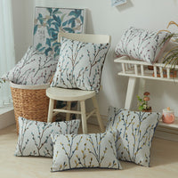 HKM-909395 Garden-Themed Floral Embroidered Pillow Cover - 45x45cm & 30x50cm in Pink, Yellow & Blue
