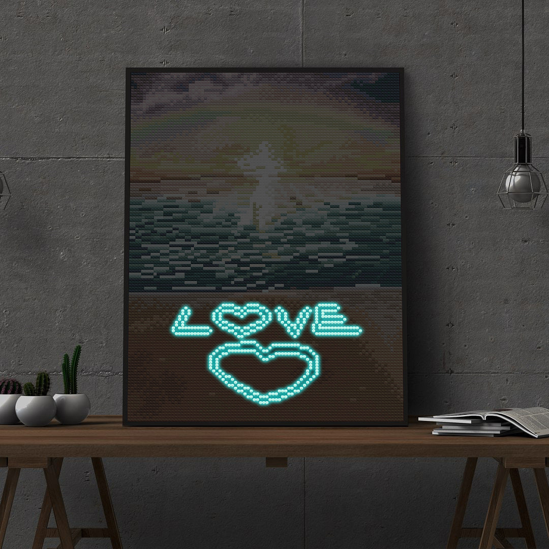 HKM-909395 Pastel Diamond Landscape Wall Art - Handmade Modern Decoration for Home and Commercial Spaces, 30x30cm Square or 30x40cm Rectangular