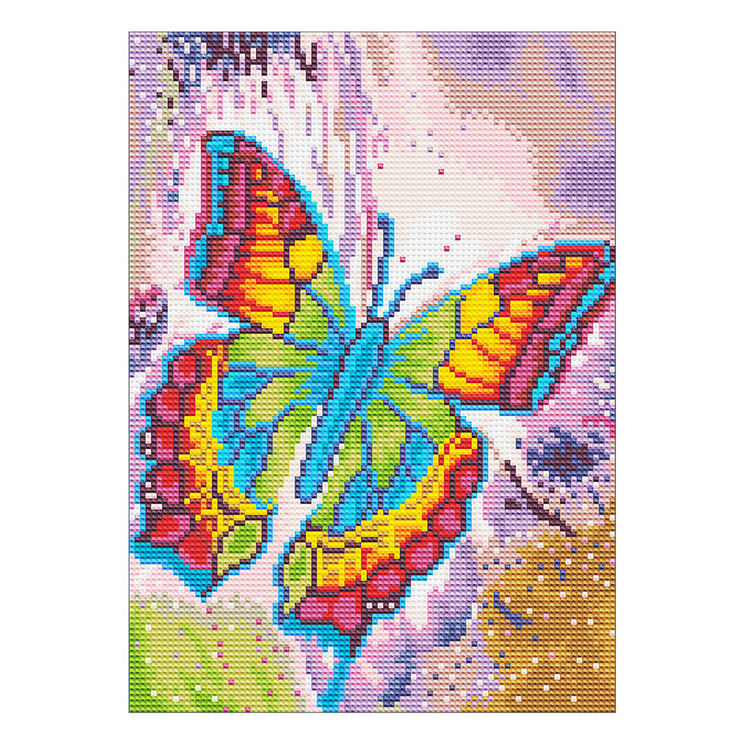 HKM-909395 Pastel Diamond Landscape Wall Art - Handmade Modern Decoration for Home and Commercial Spaces, 30x30cm Square or 30x40cm Rectangular