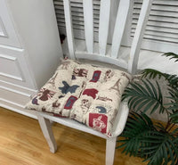HKM-909459 Retro Nostalgic Thickened Cloth Seat Cushion with Non-slip Straps - 40X40cm