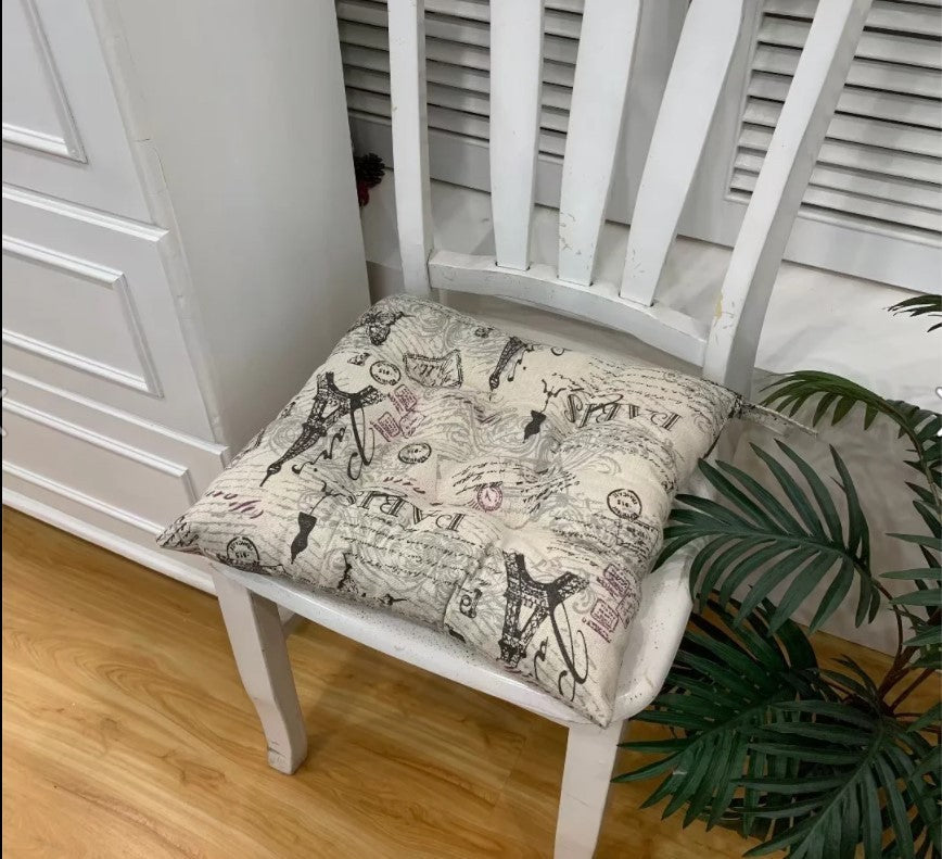 HKM-909459 Retro Nostalgic Thickened Cloth Seat Cushion with Non-slip Straps - 40X40cm