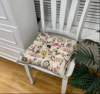 HKM-909459 Retro Nostalgic Thickened Cloth Seat Cushion with Non-slip Straps - 40X40cm