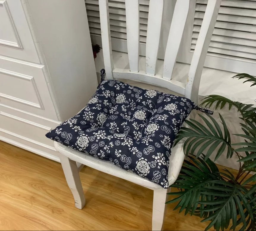 HKM-909459 Retro Nostalgic Thickened Cloth Seat Cushion with Non-slip Straps - 40X40cm