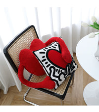 HKM-909523 Red Xi Character Wedding Pillow - Plush Love Design for Living Room, 52 x 43 cm