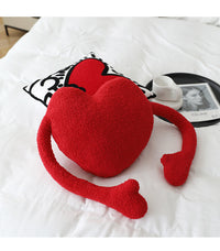 HKM-909523 Red Xi Character Wedding Pillow - Plush Love Design for Living Room, 52 x 43 cm