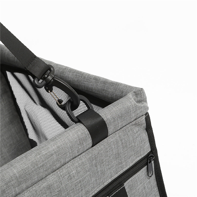 HKM-909587 Car Pet Seat Cushion with Safety Straps - Anti-Dirty Travel Nest for Dogs in Grey