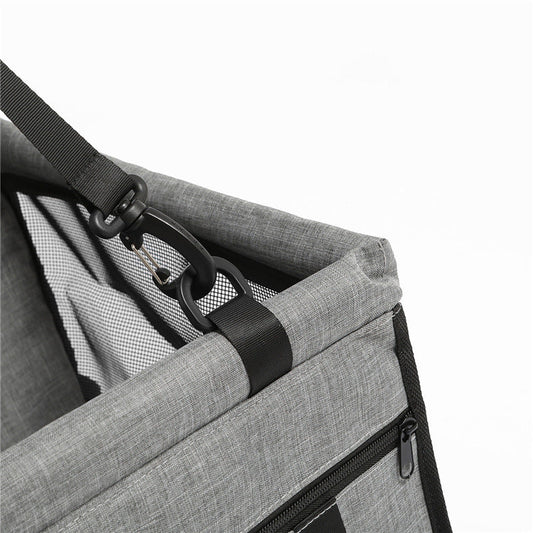 HKM-909587 Car Pet Seat Cushion with Safety Straps - Anti-Dirty Travel Nest for Dogs in Grey
