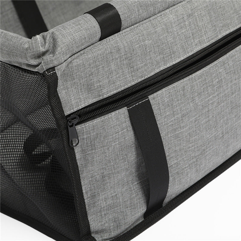 HKM-909587 Car Pet Seat Cushion with Safety Straps - Anti-Dirty Travel Nest for Dogs in Grey