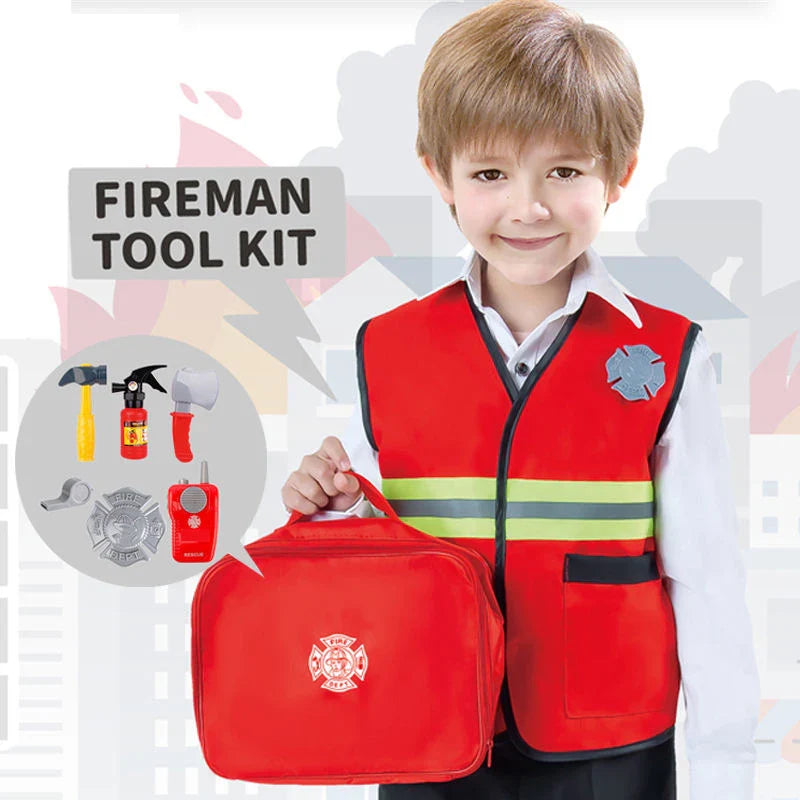 KTX-909651 Firefighter Pretend Play Set with Uniform and Safety Tools for Kids 5 Years and Up