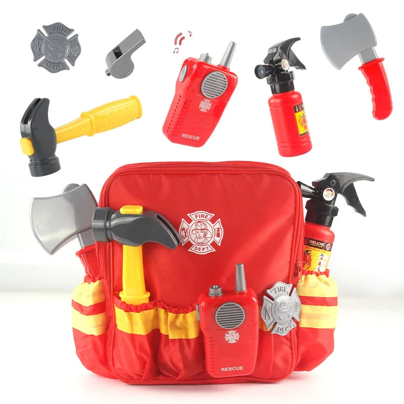 KTX-909651 Firefighter Pretend Play Set with Uniform and Safety Tools for Kids 5 Years and Up