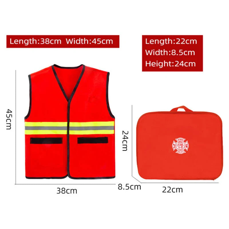 KTX-909651 Firefighter Pretend Play Set with Uniform and Safety Tools for Kids 5 Years and Up