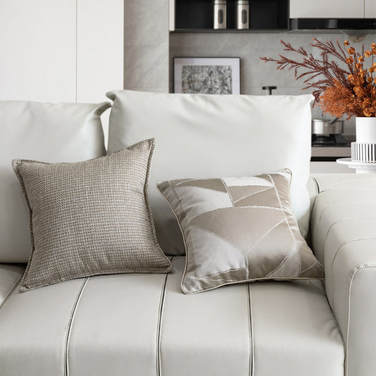 HKM-909843 Simple Modern Jacquard Throw Pillow Cover with Feather Velvet Core - 45x45cm, Beige Brown Series