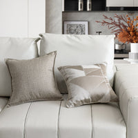 HKM-909843 Simple Modern Jacquard Throw Pillow Cover with Feather Velvet Core - 45x45cm, Beige Brown Series