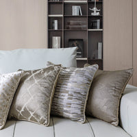 HKM-909843 Simple Modern Jacquard Throw Pillow Cover with Feather Velvet Core - 45x45cm, Beige Brown Series
