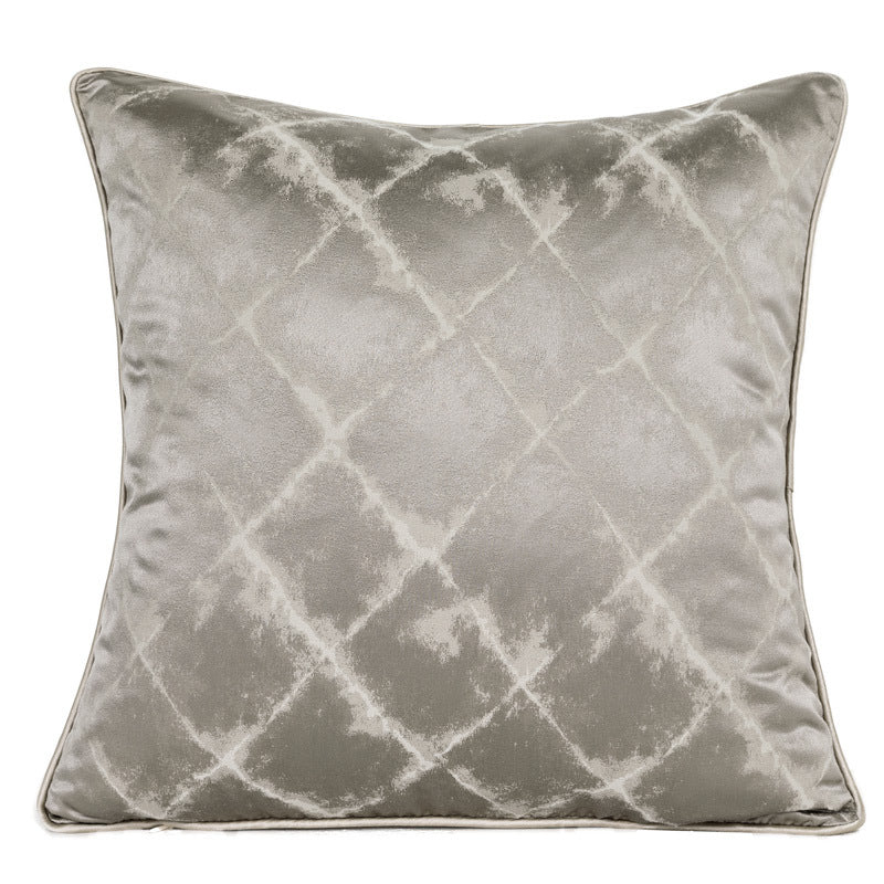 HKM-909843 Simple Modern Jacquard Throw Pillow Cover with Feather Velvet Core - 45x45cm, Beige Brown Series