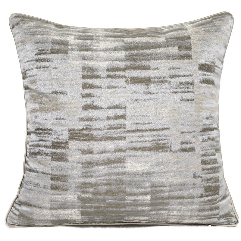 HKM-909843 Simple Modern Jacquard Throw Pillow Cover with Feather Velvet Core - 45x45cm, Beige Brown Series