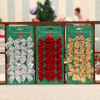 HKM-910163 Red, Gold, Silver Christmas Tree Decoration Bow - 5 cm Polyester Ornament