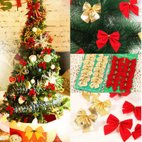 HKM-910163 Red, Gold, Silver Christmas Tree Decoration Bow - 5 cm Polyester Ornament