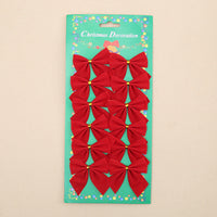 HKM-910163 Red, Gold, Silver Christmas Tree Decoration Bow - 5 cm Polyester Ornament