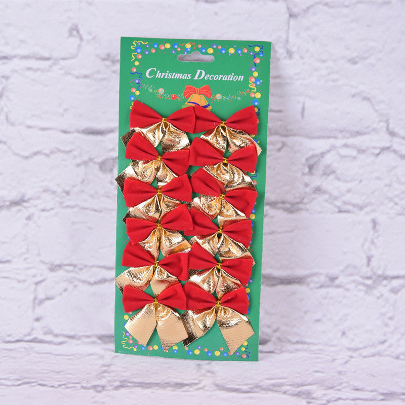 HKM-910163 Red, Gold, Silver Christmas Tree Decoration Bow - 5 cm Polyester Ornament