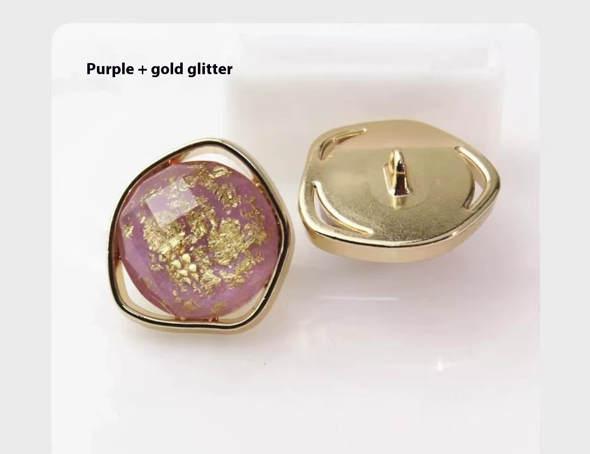 KTX-910227 Gold Irregular Natural Shell Alloy Buttons for Jackets, Coats, and Knitwear