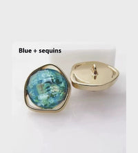HKM-910227 Gold Irregular Natural Shell Alloy Buttons for Jackets, Coats, and Knitwear