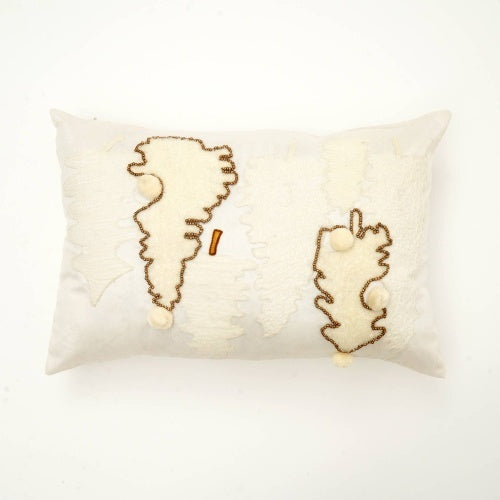 HKM-910355 Embroidered Polyester Pillow with Intricate Bead Work and Christmas Tree Design