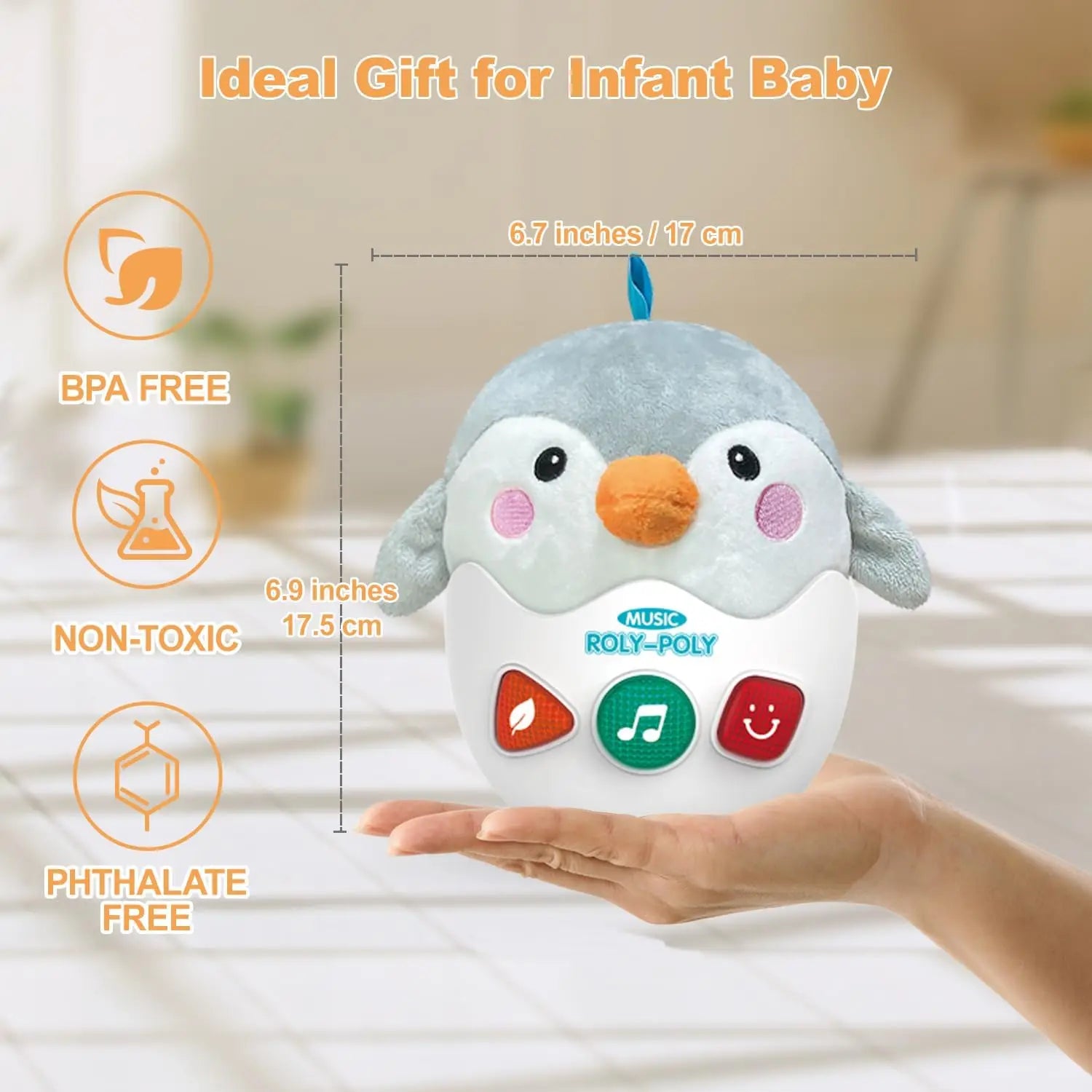 Soft Plush Penguin Musical Toy for Babies – Stress Relief Cotton Stuffed Animal for Newborns