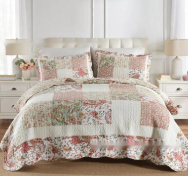 HKM-910547 American Floral Pure Cotton Bed Sheet Set - Three-Piece, 230x250cm & 250x270cm Options
