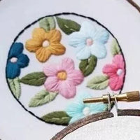 HKM-910547 Three-Dimensional Ribbon Embroidery Kit with Floral Designs and Tools