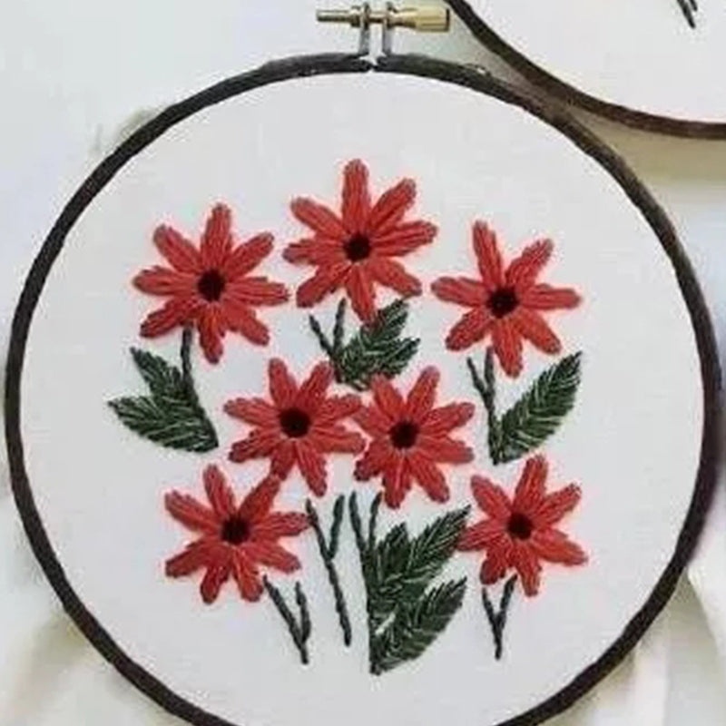 HKM-910547 Three-Dimensional Ribbon Embroidery Kit with Floral Designs and Tools