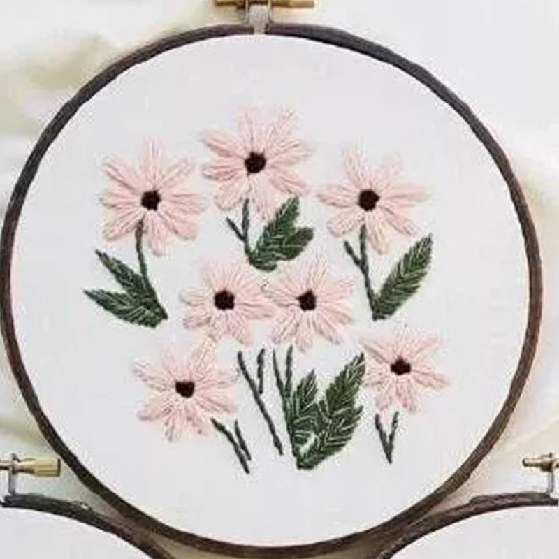 HKM-910547 Three-Dimensional Ribbon Embroidery Kit with Floral Designs and Tools