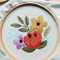 HKM-910547 Three-Dimensional Ribbon Embroidery Kit with Floral Designs and Tools