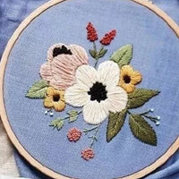 HKM-910547 Three-Dimensional Ribbon Embroidery Kit with Floral Designs and Tools