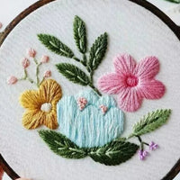 HKM-910547 Three-Dimensional Ribbon Embroidery Kit with Floral Designs and Tools
