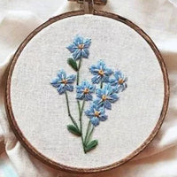 HKM-910547 Three-Dimensional Ribbon Embroidery Kit with Floral Designs and Tools