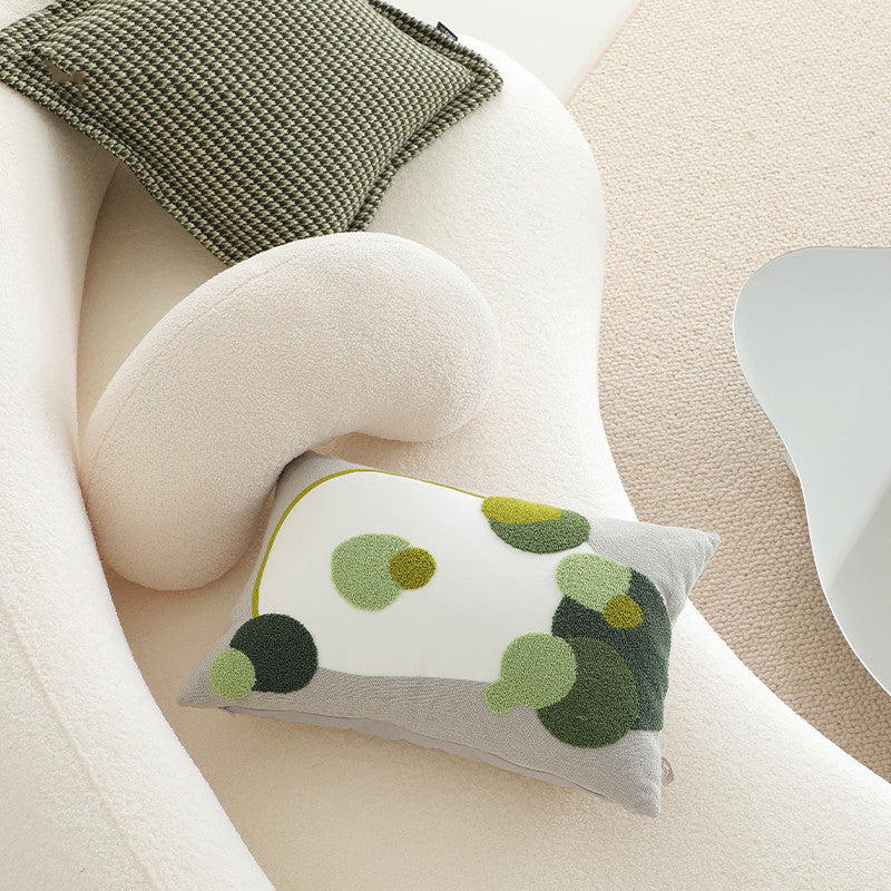 HKM-910675 Art Moss Green Decorative Pillow for Living Room - 50cm Diameter Cushion