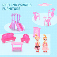 HKM-910803 Pink Miniature Play House Furniture Set for Girls, Ages 3+, Pretend Play Villa Toys