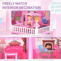 HKM-910803 Pink Miniature Play House Furniture Set for Girls, Ages 3+, Pretend Play Villa Toys