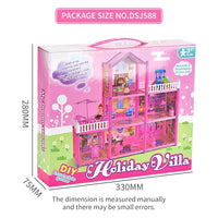 HKM-910803 Pink Miniature Play House Furniture Set for Girls, Ages 3+, Pretend Play Villa Toys