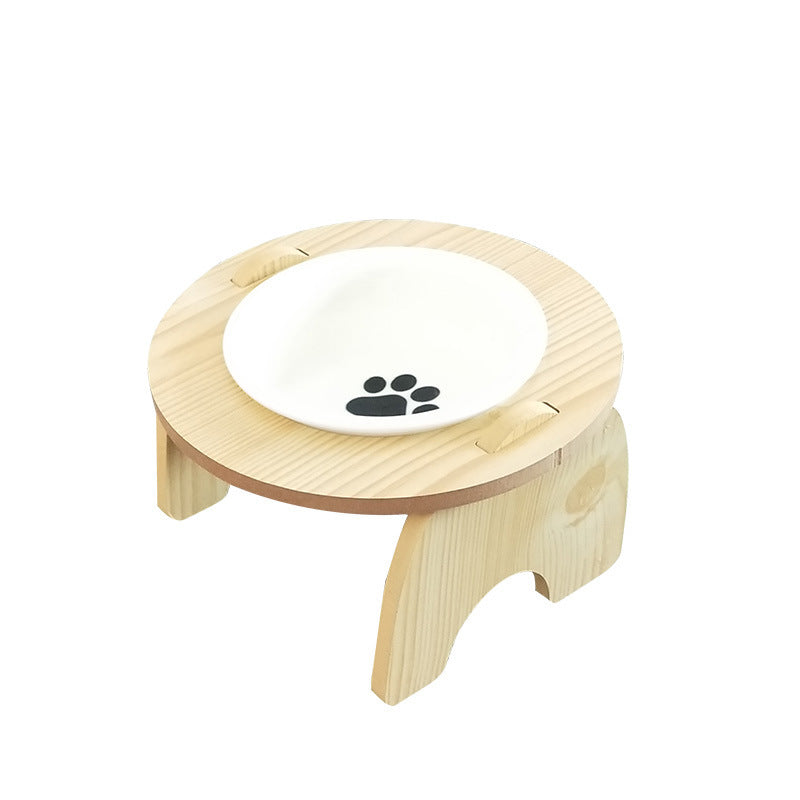 HKM-911059 Inclined Wooden Frame Pet Bowl with Stainless Steel Bowl - Available in Single and Double Sizes