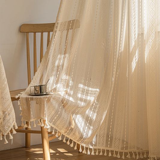 HKM-911251 Bohemian-Dot Lace Mesh Curtains for Living Room and Bedroom Décor