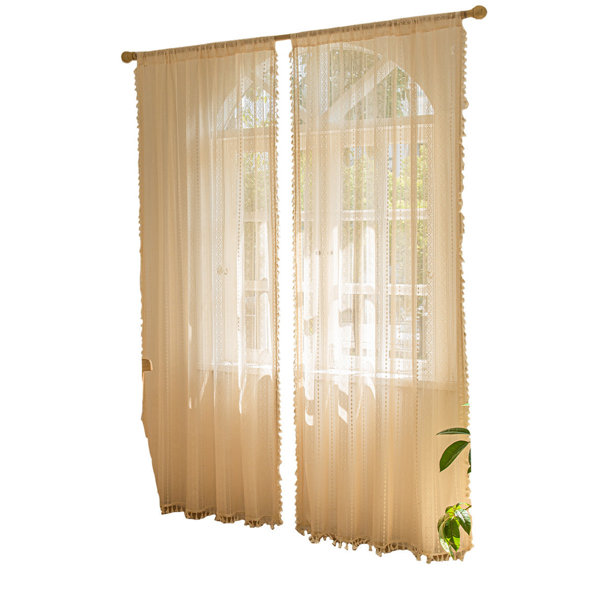 HKM-911251 Bohemian-Dot Lace Mesh Curtains for Living Room and Bedroom Décor