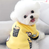 HKM-911315 Four-Legged Cartoon Pet Clothes in Milk Silk - Blue, Yellow, Pink Options Available