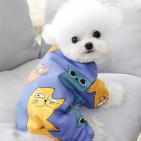 HKM-911315 Four-Legged Cartoon Pet Clothes in Milk Silk - Blue, Yellow, Pink Options Available