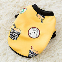 HKM-911315 Four-Legged Cartoon Pet Clothes in Milk Silk - Blue, Yellow, Pink Options Available