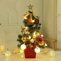 HKM-911315 Miniature Golden Red Christmas Tree with Lights and Decorations for Holiday Displays